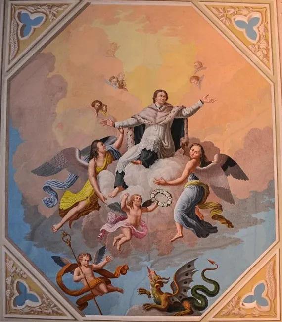 Le plafond peint de l'oratoire © Nicolas Martinon