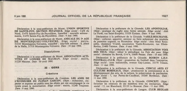 Extrait du Journal Officiel 1990