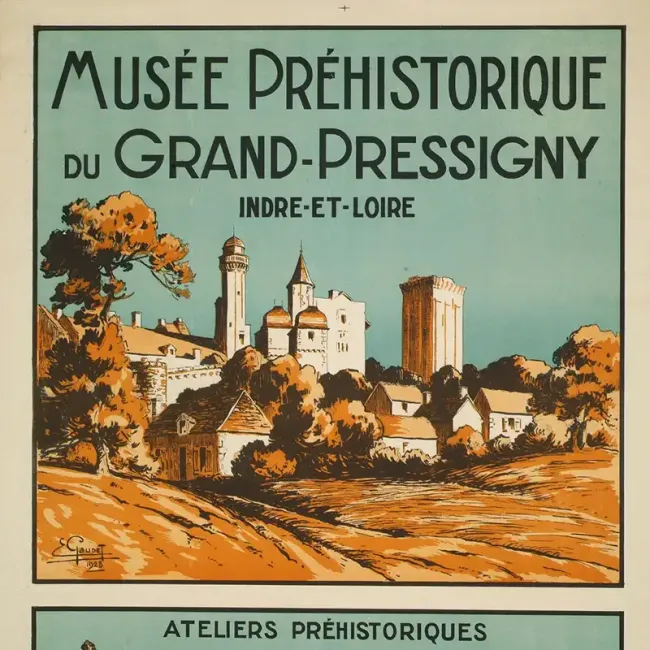 Affiche de 1928 du Musée de la Préhistoire du Grand-Pressigny © CD 37