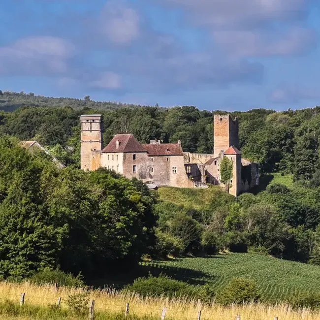 Le château d'Oricourt dominant les terres agricoles © Jean-Pierre Cornevaux