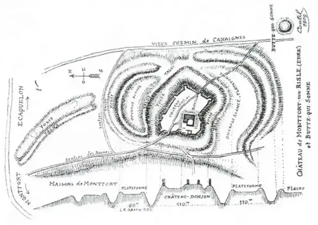 Plan Léon Coutil du château de Montfort-sur-Risle